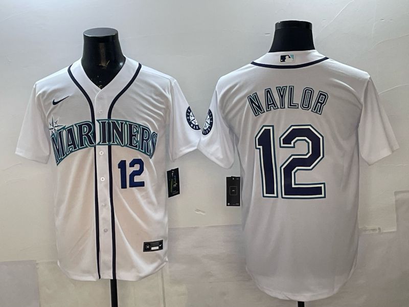 Men 2025 Nike Seattle Mariners #12 Naylor White Game MLB Jersey 04->seattle mariners->MLB Jersey